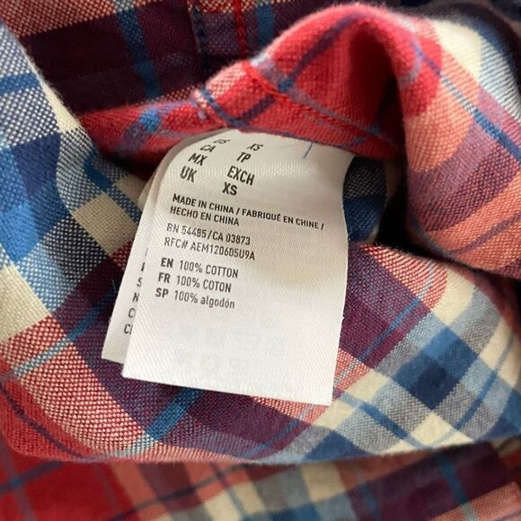 American Eagle Red Plaid Cotton Button Down Shirt XS - Picture 8 of 8